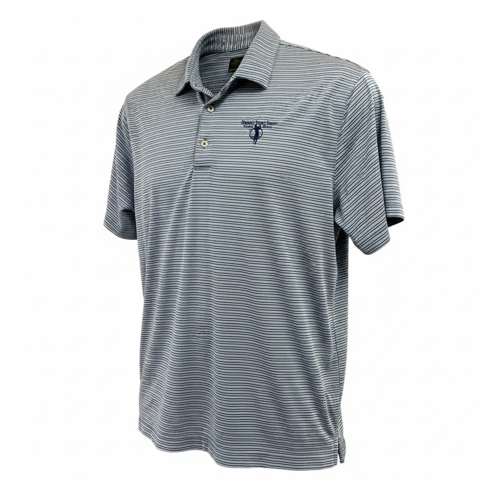 Greg Norman / Robert Trent Jones Play Dry Polo Mens XL Blue White Stripe (Q10)